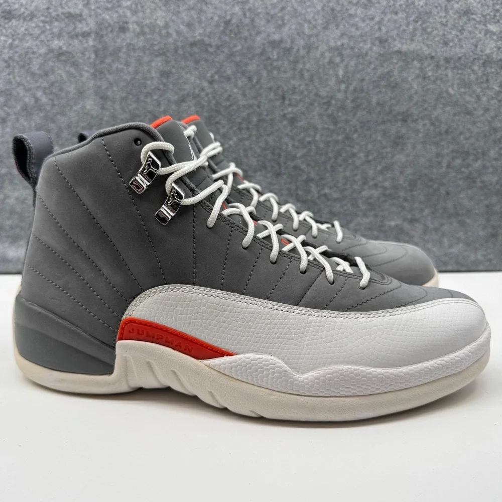 Jordan 12 Retro Cool Grey Mens Size 8.5 Grey Orange White 130690-012